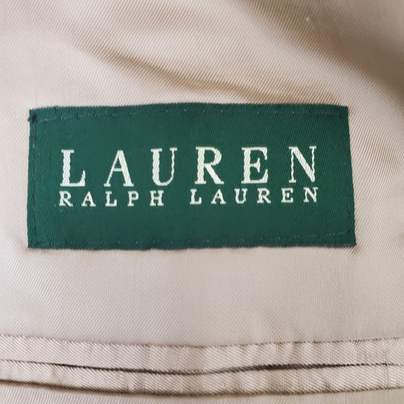 Lauren Ralph Lauren 100% Lambswool Hounds tooth Tan Jacket, Size 43L - Picture 8 of 15